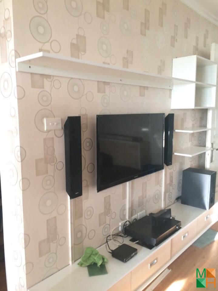  Thi công giấy dán tường phòng khách Darae